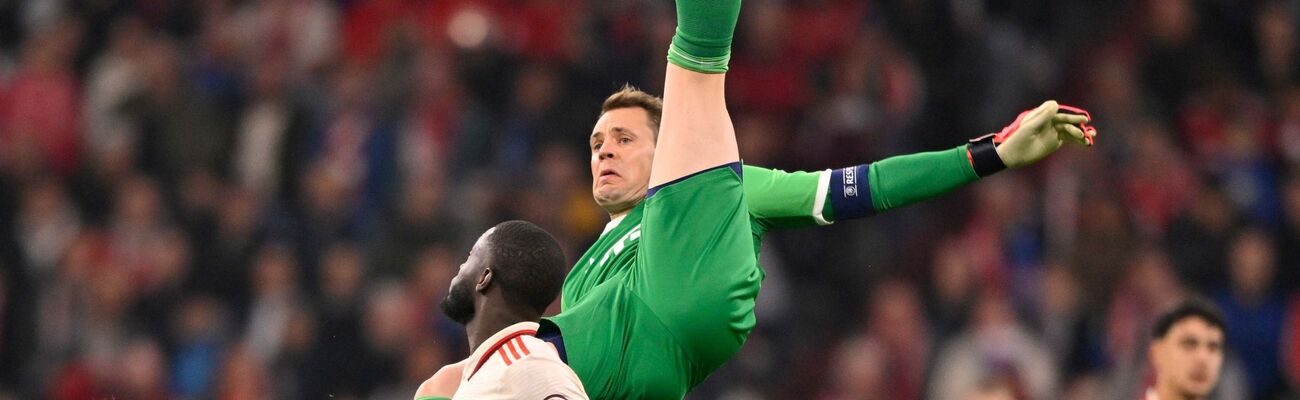 Bei dieser Rettungstat gegen Zagreb verletzte sich Manuel Neuer., © Michael Weber/Eibner-Pressefoto/dpa