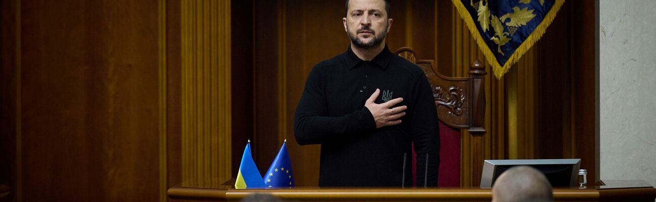 Der ukrainische Präsident Wolodymyr Selenskyj hat im Parlament seinen «Siegesplan» zur Beendigung des Krieges mit Russland vorgestellt., © Press Service Of The President O/Press Service Of The President Of Ukraine/AP