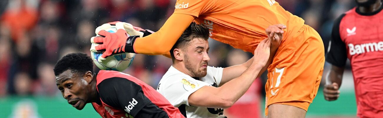 Bayer Leverkusen besiegte SV Elversberg im Pokal., © Federico Gambarini/dpa