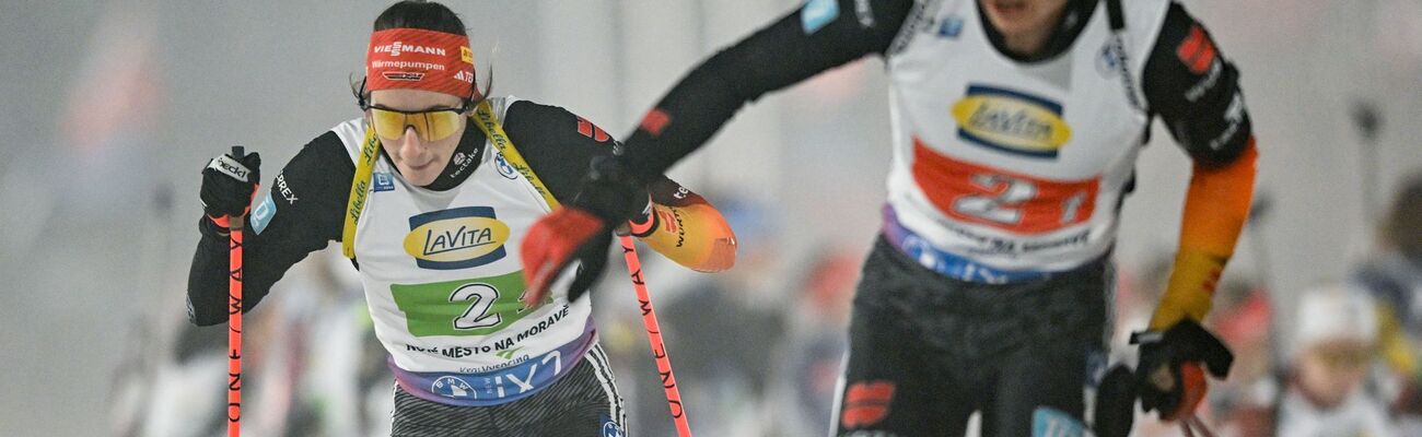 Vanessa Voigt und Justus Strelow liefen zum Saison-Auftakt auf das Podest., © Hendrik Schmidt/dpa