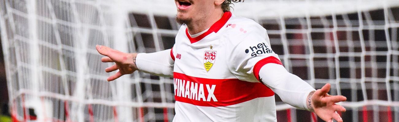 Nick Woltemade lässt die VfB-Fans jubeln., © Tom Weller/dpa