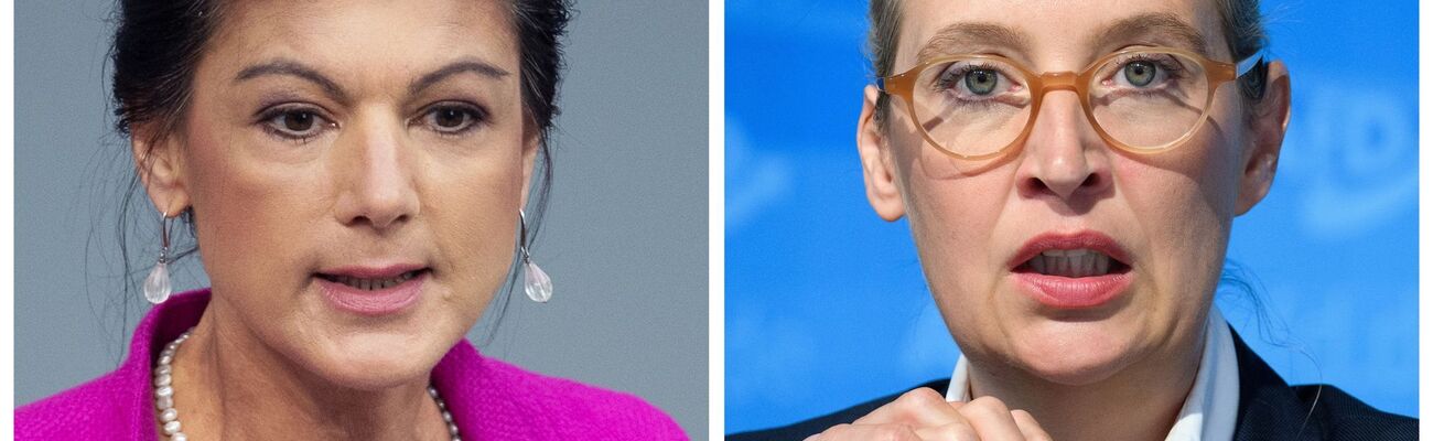 BSW-Gründerin Sahra Wagenknecht und AfD-Chefin Alice Weidel lieferten sich bei «Maischberger» einen Schlagabtausch. (Archivbild), © J. Penschek/B. von Jutrczenka/dpa