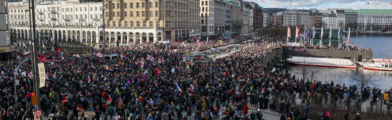 Mehr als 20.000 Menschen nahmen nach Polizeiangaben an der Kundgebung in Hamburg teil - mehr als 5.000 an einer weiteren., © Christian Charisius/dpa