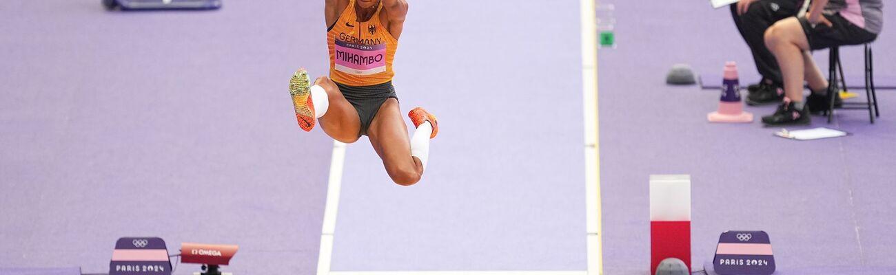 Olympiasiegerin Malaika Mihambo wird beim Leichtathletik-Meeting in Düsseldorf nicht von einem Absprungbalken, sondern aus einer Zone abspringen., © Michael Kappeler/dpa