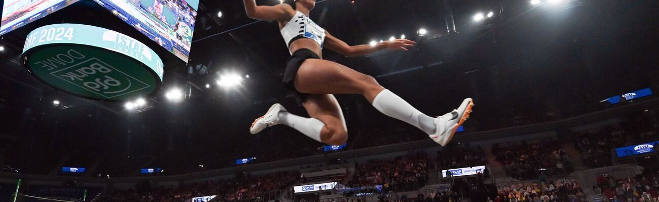 Malaika Mihambo zählt zu den Stars beim diesjährigen Istaf Indoor in Düsseldorf., © Federico Gambarini/dpa