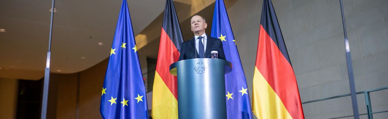 Scholz fand mahnende Worte: «Es geht in diesen Tag um Krieg und Frieden in Europa.», © Michael Kappeler/dpa