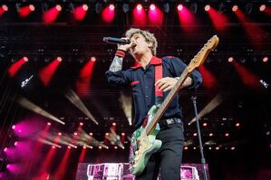 Frontmann Billie Joe Armstrong von Green Day beim Open-Air-Festival "Rock im Park"., © Daniel Karmann/dpa