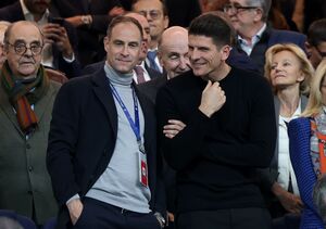 Leipziger Chefetage: Oliver Mintzlaff und Mario Gomez (r.)., © Jan Woitas/dpa