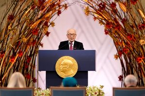 Terumi Tanaka hielt den Nobelvortrag im Namen seiner Organisation., © Heiko Junge/NTB/dpa