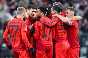 Fünfmal Münchner Torjubel gegen Leipzig, hier nach dem 1:0 von Jamal Musiala., © Sven Hoppe/dpa