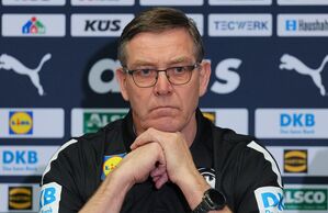 Bundestrainer Alfred Gislason ist der älteste Auswahl-Coach bei der Handball-WM., © Soeren Stache/dpa