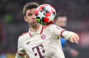 Thomas Müller köpfte das 1:0 gegen Bratislava., © Sven Hoppe/dpa