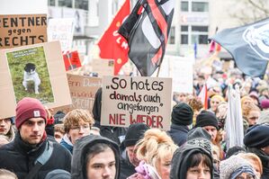 In Ulm gehen Demonstranten für die Demokratie auf die Straße., © Jason Tschepljakow/dpa