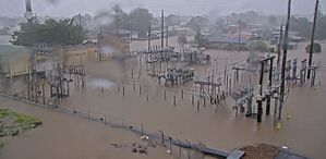 In vielen Teilen im Norden von Queensland stand das Wasser meterhoch., © Energy Queensland/AAP/dpa