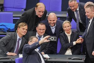 Nach der Abstimmung am Mittwoch war die Stimmung bei der AfD-Fraktion gut., © Michael Kappeler/dpa